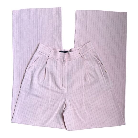 PINKO Stripe High Waist Flared Wide Cut Leg Light Pink Casual Size M USA 40 IT - Picture 4 of 8